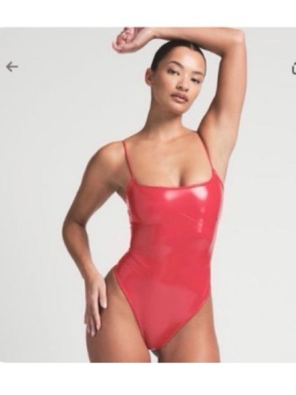 SKIMS Red Shiny Vinyl Stretch Bodysuit Halloween Costume Essential!